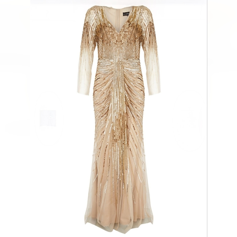 Aidan Mattox Gold Sequin Long Sleeve Dress SIZE 0